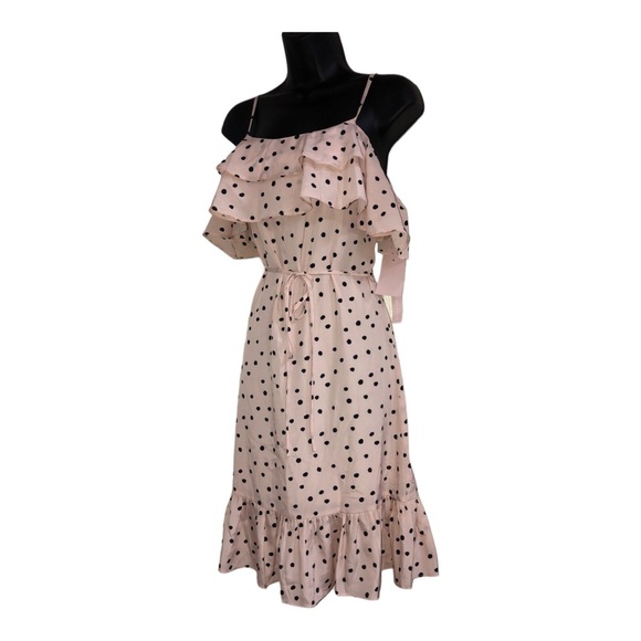 Anthropologie Avec les filles pink polka dot belted ruffled tiered dress size 2 - Picture 9 of 16